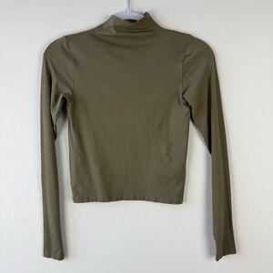 Skims Soft Smoothing Seamless Turtleneck Long Sleeve Top Army Green